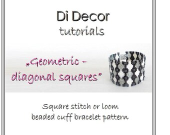 Modello di braccialetto con telaio a punto quadrato con perline di semi, modello di braccialetto con telaio di perline Toho, tutorial di braccialetto con telaio Miyuki Delica