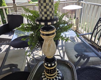 Handpainted large,18.50"tall candlestick. Mackenzie Childs inspired
