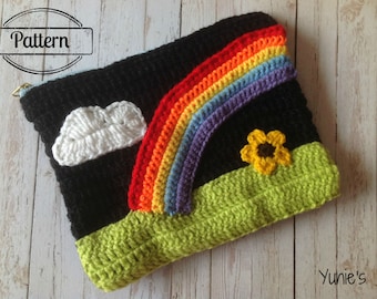 Crochet Pattern: Rainbow Pouch, Purse, Pencil Case crochet tutorial pdf instant download