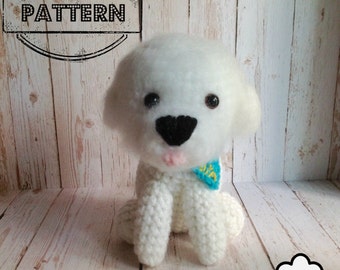 Crochet dog pattern : Bichon Frise , amigurumi dog , crochet amigurumi