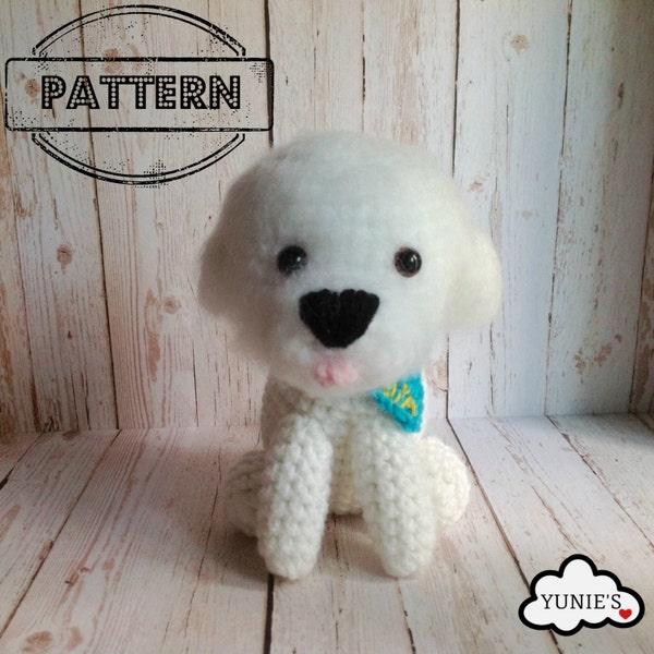 Crochet dog pattern : Bichon Frise , amigurumi dog , crochet amigurumi