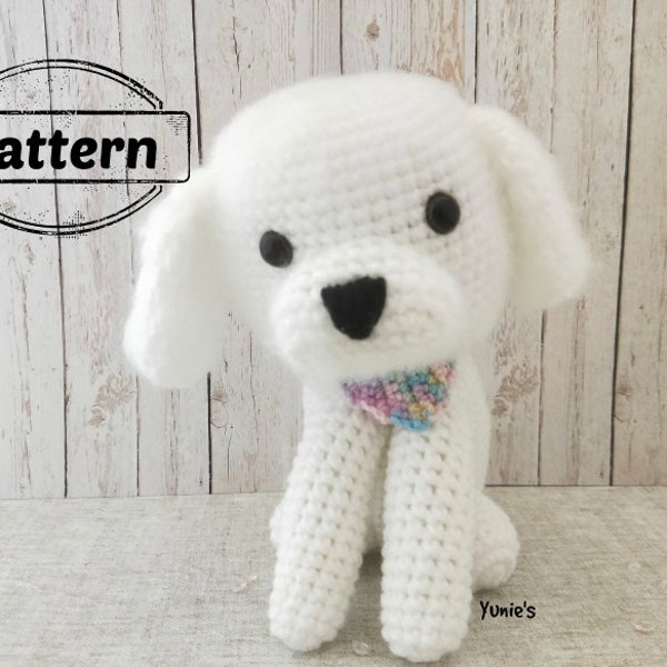 Crochet dog pattern : Bichon Frise , crochet amigurumi, amigurumi dog