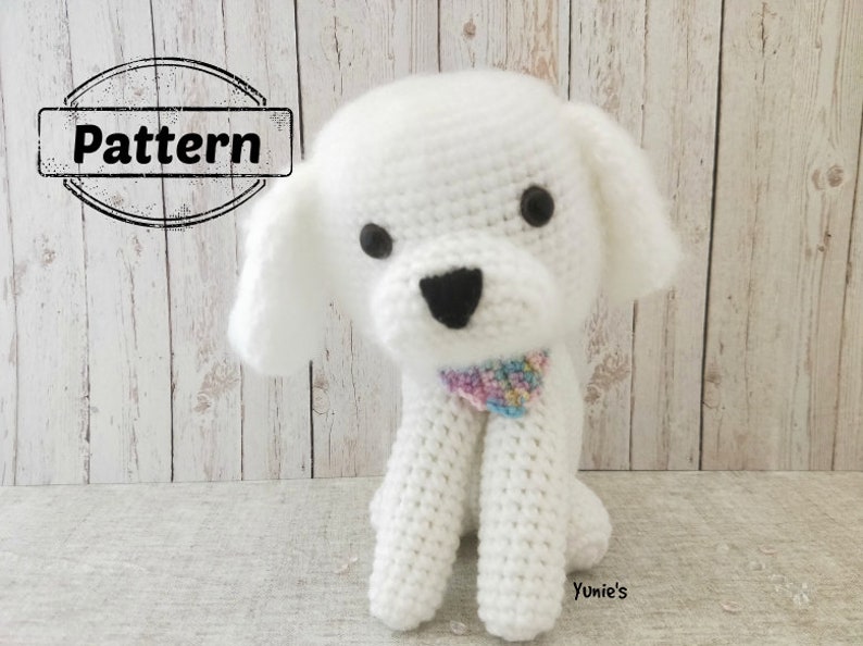 Crochet dog pattern : Bichon Frise , crochet amigurumi, amigurumi dog image 1