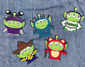 Alien vert Toy Story Cosplay Disney Broche en métal émaillé souple Buzz l'Éclair Woody Sully Boo Lotso