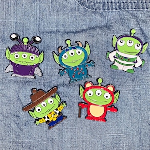 Green Alien Toy Story Cosplay Disney Metal Soft Enamel Pin Buzz Lightyear Woody Sully Boo Lotso
