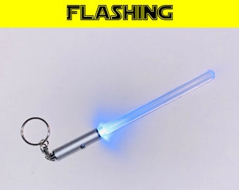 Extra Long Star Wars Light Up Blinking White Lightsaber Keychain