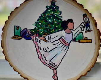 Hand-Painted Nutcracker Ballet Wood Slice Ornament