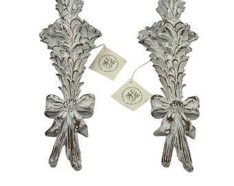 Plaster Wall Candle Holders Sconces With Bows by Gargoyles Studio Set