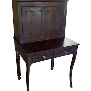 19th Century Antique Dark Burlwood Plantation Desk