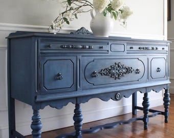 Antique Jacobean Victorian Walnut Buffet Sideboard Media Console Entryway Cabinet Accent Cabinet Carved Wood Console Cabinet