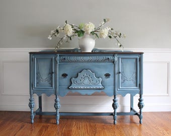 Antique Jacobean Victorian Walnut Buffet Sideboard Media Console Entryway Cabinet Accent Cabinet Carved Wood Console Cabinet