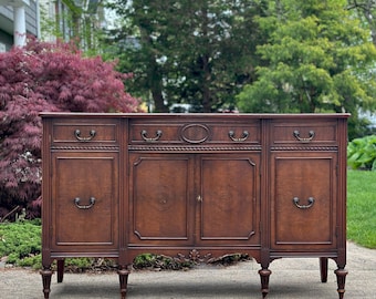 COMING SOON  - Antique BERNHARDT Furniture Hepplewhite Sheraton Style Walnut Buffet Sideboard Media Console Entryway Cabinet