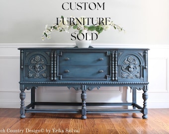 SOLD OUT*** Antique Berkey & Gay Jacobean Buffet Sideboard: French Country Media Console
