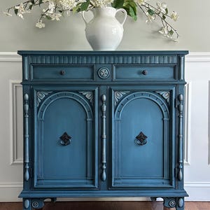 CUSTOM ORDER for Stacy  - Jacobean Victorian Carved Wood Buffet / Server Cabinet / 2 Door Accent Cabinet /Entryway Cabinet / Accent Chest