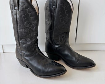 Vintage mens sz 9 Golden Rebel black leather cowboy boots