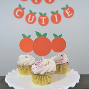 Little Cutie Cupcake Toppers: Orange Baby Shower Decorations