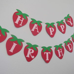 Strawberry Birthday Banner, First Birthday Banner, Strawberry Theme