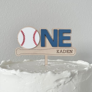 Baseball ONE Cake Topper, Baseball First Birthday, Personalized Cake Topper, Kid Birthday Themes, Baseball Birthday Decor, Cake Smash Topper
