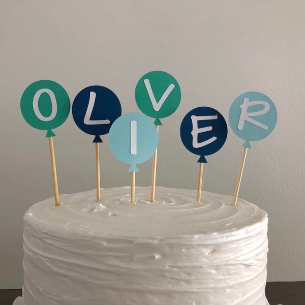 Name Cake Topper, Cake Smash topper, Personalized Cake Topper, First Birthday Cake Topper, Balloon Theme, Boy Birthday Cake Topper