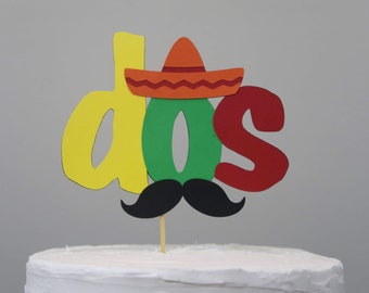 DOS Birthday Cake Topper - Fiesta Theme Birthday, Cactus Party Decor
