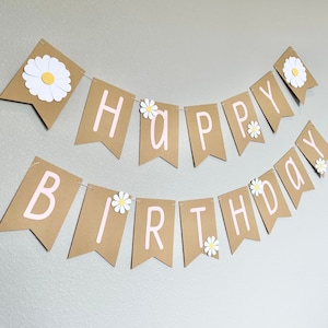 Daisy Birthday Banner - Happy Birthday Banner, Daisy Theme, Wildflower Birthday, Groovy Birthday Theme, Birthday Banner, Daisy Theme