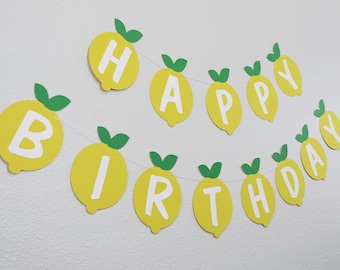 Lemon 'Happy Birthday' Banner: Lemonade Party Decor