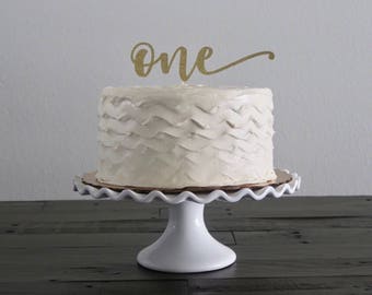 First Birthday ONE Cake Topper Gold, Glitter Cake Topper, First Birthday Cake