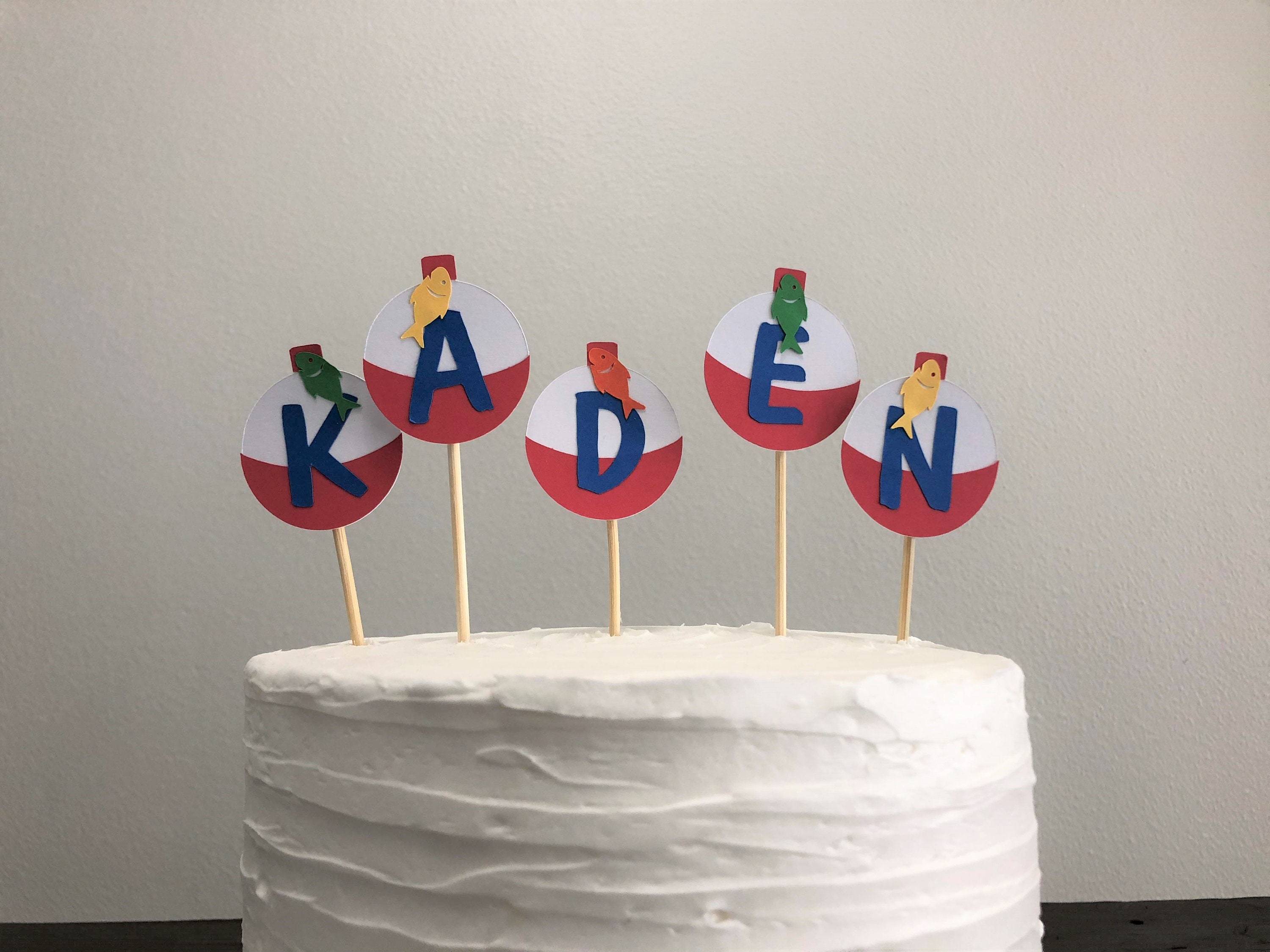 Fishing Cake Topper Fish Theme Birthday Fishing Theme Boy Etsy
