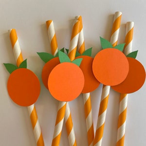 Orange Paper Straws - Little Cutie Straws, Party Straws Little Cutie Baby Shower, Little Cutie Birthday Decor, Paper Straws, Orange Theme