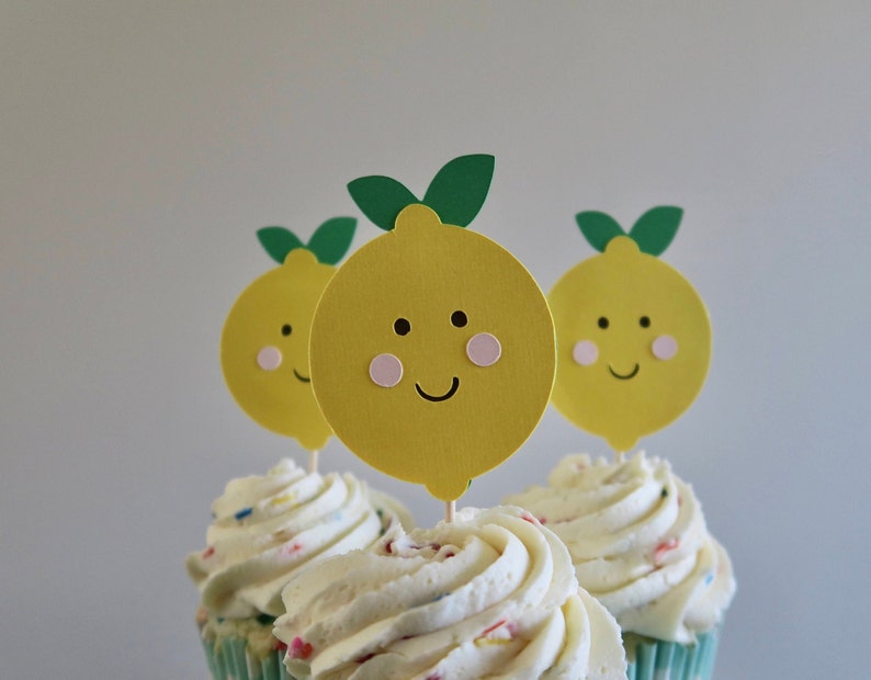 Lemon Cupcake Toppers Lemonade Birthday Lemonade Party Pink Etsy