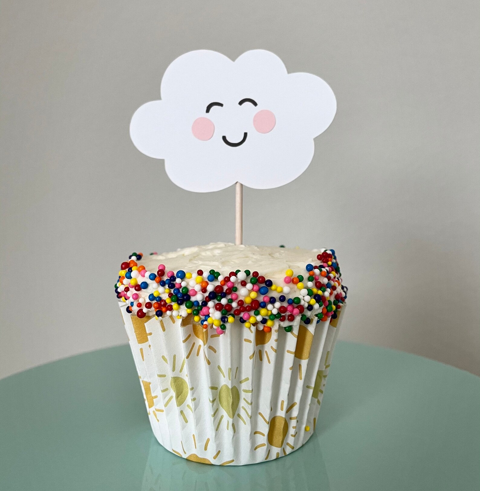 Cloud Cupcake Toppers Rainbow Theme Sunshine Theme First - Etsy