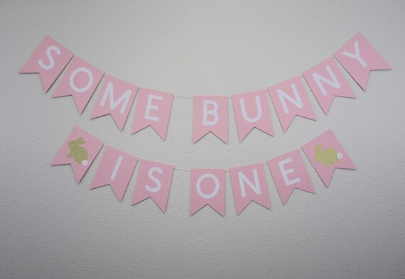 Some Bunny Is One Banner -  Bunny First Birthday