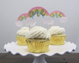 Rainbow Cupcake Toppers, Unicorn Birthday, Fairy Birthday, Unicorn Cupcake Toppers, Unicorn Birthday Decor, Rainbow Birthday, ONE Topper
