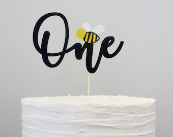 Bee ONE Cake Topper - Bee First Birthday, Beeday Party Decor