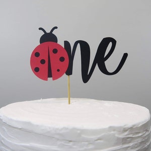 Lady Bug ONE Cake Topper, Girl First Birthday, Ladybug Birthday, First Birthday Themes, Lady Bug Theme, ONE Cake Topper, Ladybug Decor