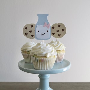 Milk & Cookies Cupcake Toppers - Milk and Cookies Birthday, Cake Smash, Milk and Cookies Theme, Milk Cookies Party Decor, Cupcake Toppers