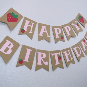 Strawberry Birthday Banner, First Birthday Banner, Strawberry Theme, Strawberry Shortcake Theme, Girl First Birthday Themes
