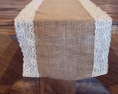 burlap and lace table runner, wedding table runner, rustic, country