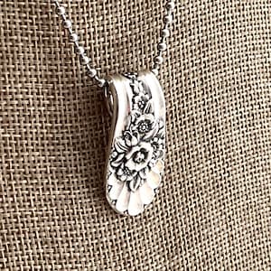1953 Jubilee Silverware Pendant Necklace: Upcycled Floral Spoon Jewelry