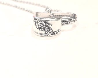 Mini 1946 Queen Bess Silverware Heart Necklace: Upcycled Silverplate Pendant