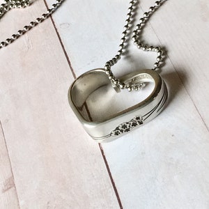 Floral Heart Necklace, Upcycled Silverware Jewelry, Enchantment - Gentle Rose pattern 1960, Customizable, Wedding Party gift, Valentine, Mom