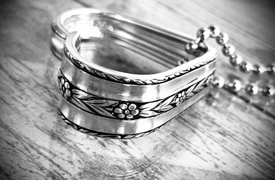 Floral Heart Silverware Necklace, Vintage Heart, 1938 Roseanne, Spoon…