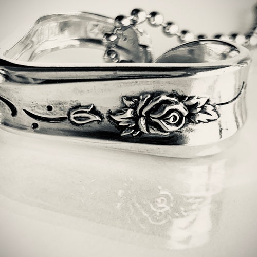 Upcycled Silverware Heart Necklace, Vintage Rose, Gift for Her