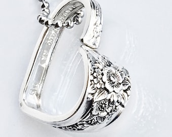 Fancy Silverware Heart Necklace, Jubilee 1953, Spoon Jewelry, Gift for Her,  Upcycled Vintage Flatware, Recycled, Mother's Day Present