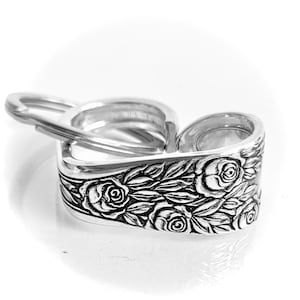 1937 Rose and Leaf, Keychain, Spoon Jewelry, Silverware, Vintage, Forever, Eternity, Gift for Her, Wedding Gift, Unique, Christmas Present