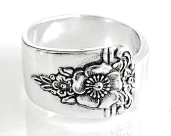 Upcycled Silver Plated Spoon Ring: 1959 Spring Charm Floral