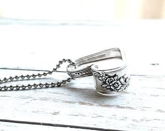 Engraved Upcycled Silverware Heart Necklace – "Queen Bess II" (1946) *CUSTOMIZE*