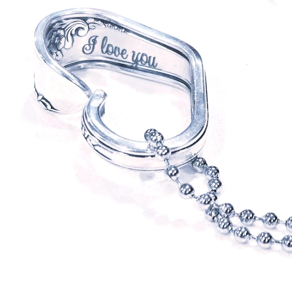 Engraved Upcycled Silverware Heart Necklace – "Queen Bess II" (1946) *CUSTOMIZE*