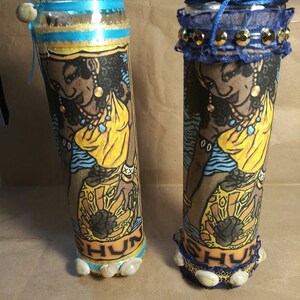 Oshun pillar candle altar offering