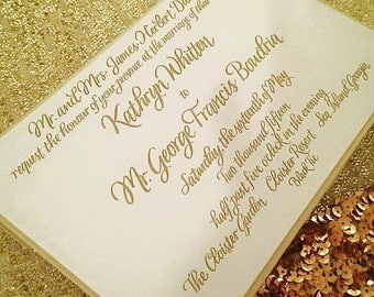 Custom Calligraphy Wedding Invitation.